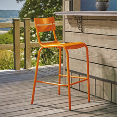 Marlow Outdoor Aluminium Bar Stool in Dark Ochre (RAL8023)