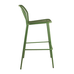 Palma Outdoor Metal Bar Stool in Olive Green (RAL6011)