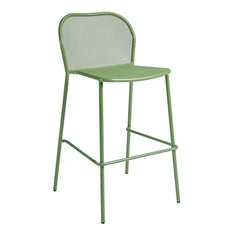 Palma Outdoor Metal Bar Stool in Olive Green (RAL6011)