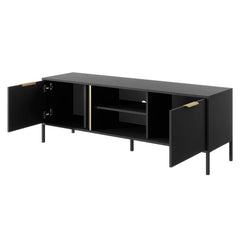 Lars Small Wooden TV Stand in Anthracite and Gold - 153cm