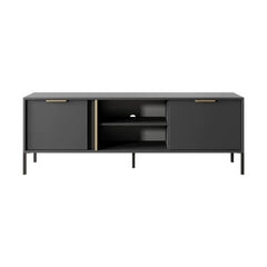 Lars Small Wooden TV Stand in Anthracite and Gold - 153cm