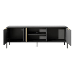 Lars Small Wooden TV Stand in Anthracite and Gold - 153cm