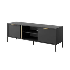 Lars Small Wooden TV Stand in Anthracite and Gold - 153cm