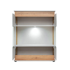 Berlin Wooden 2 Doors Display Cabinet in Oak and Matt Grey