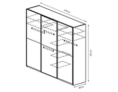 Cremona Wooden Wardrobe with 3 Sliding Doors - 270cm